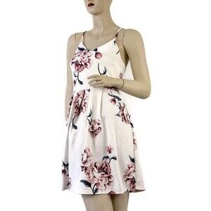 Monteau los ángeles Women's White Floral Design Dress size Med